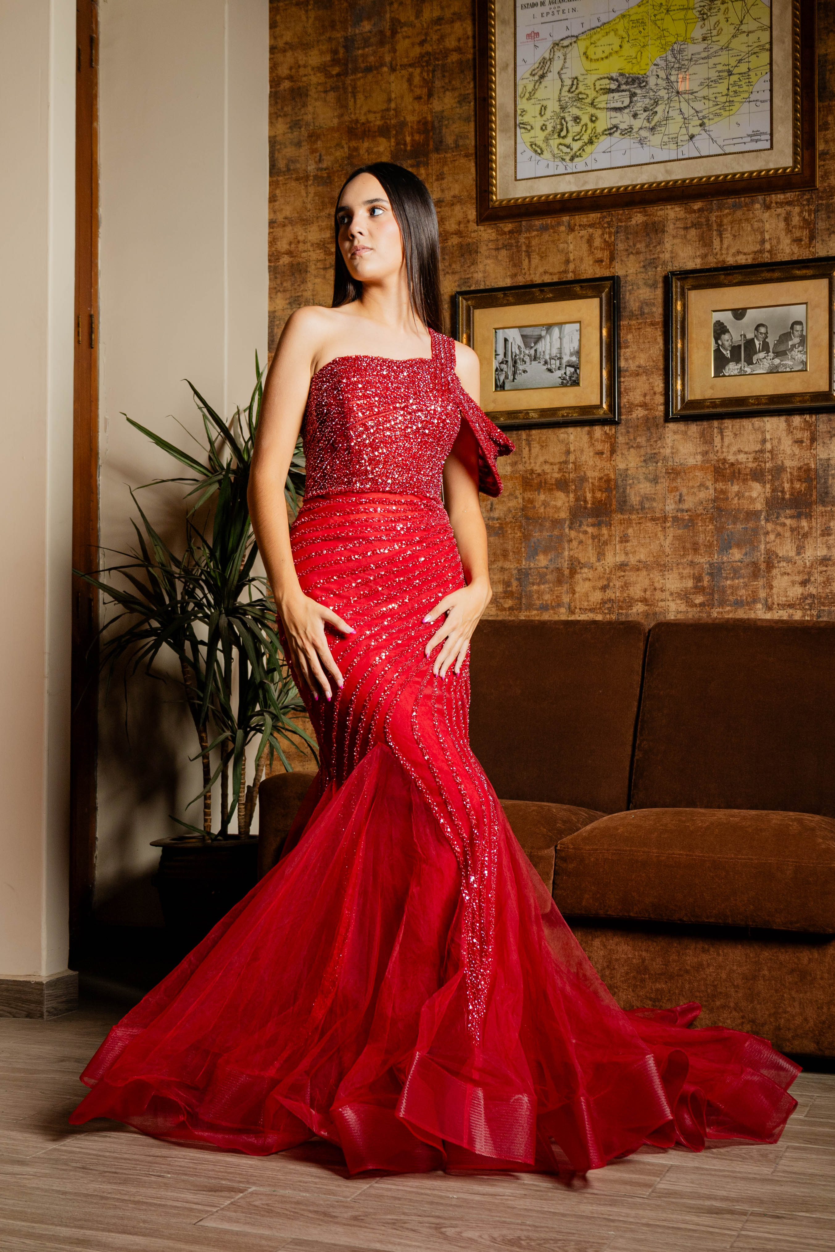 Vestidos corte 2024 sirena color rojo