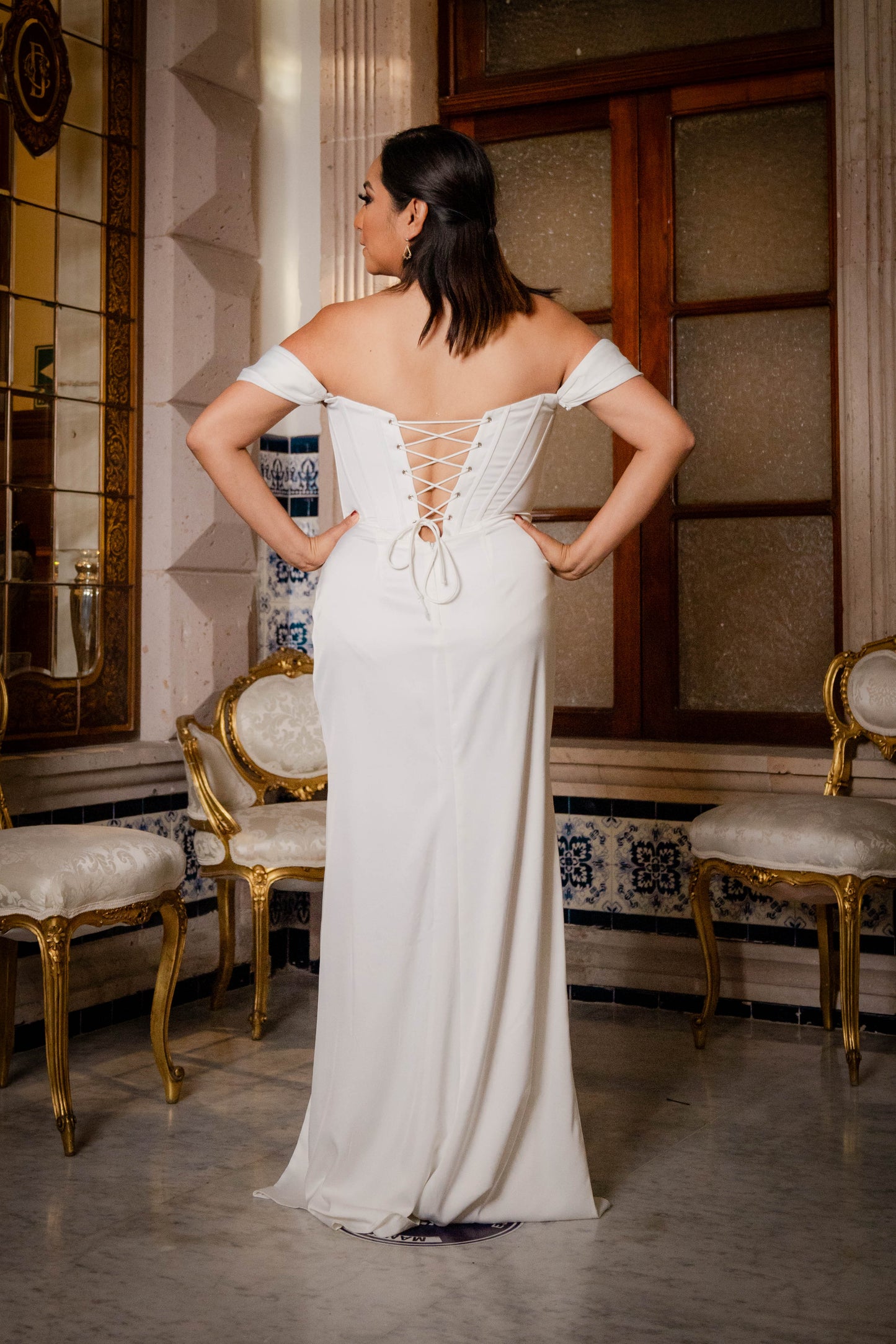 Vestido de novia satén sin tirantes