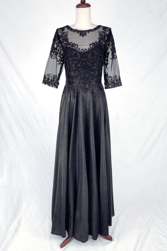 Vestido con Falda a los Tobillos con Brillos y Corpiño de Tul con Encaje Bordado (Varios Colores)