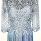 Vestido Largo con  Bordado Ornamental con Lentejuelas y Mangas 3/4 (Varios Colores)