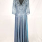 Vestido Largo con  Bordado Ornamental con Lentejuelas y Mangas 3/4 (Varios Colores)