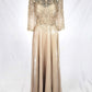 Vestido Largo con  Bordado Ornamental con Lentejuelas y Mangas 3/4 (Varios Colores)