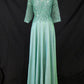Vestido Largo con  Bordado Ornamental con Lentejuelas y Mangas 3/4 (Varios Colores)