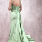 Vestido Ajustado Recto con Banda Lateral y Cauda, Con Tirantes, Escote Redondo, con Detalles de Bordado y Drapeado, Varios Colores