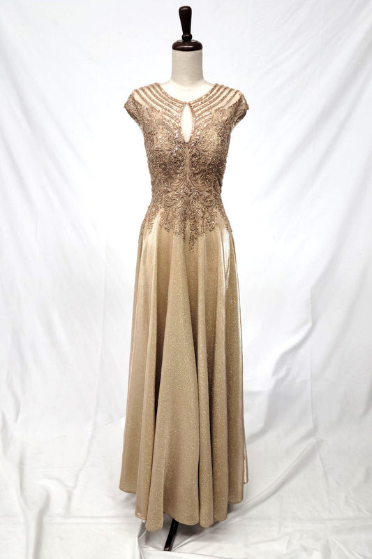 Vestido Corte en A con Brillos, Manga Corta, Bordado con Lentejuelas (Varios Colores)