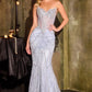 Vestido Corte Sirena Escote de corazón sin tirantes con adornos de cuentas por todas partes