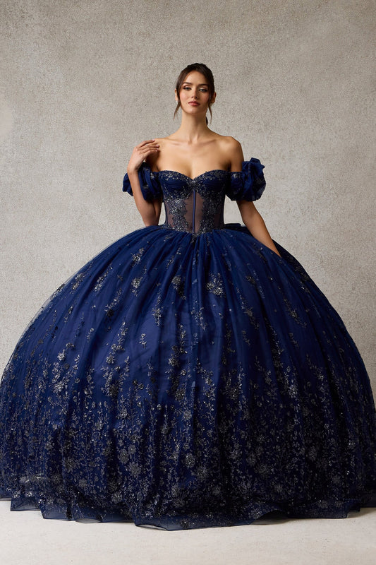 Vestido de XV Años Hombros Descubiertos, Escote Corazón con espalda con Cordones ajustables (Varios Colores)