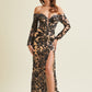 Vestido Corte Sirena de Manga Larga al Hombro Bordado con Lentejuela, Color Black Nude