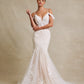 Vestido de Novia Corte Sirena con Escote de Corazón de Encaje Bordado con Cuentas y Lentejuelas Color Off White