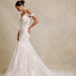 Vestido de Novia Corte Sirena con Escote de Corazón de Encaje Bordado con Cuentas y Lentejuelas Color Off White