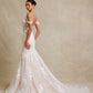 Vestido de Novia Corte Sirena con Escote de Corazón de Encaje Bordado con Cuentas y Lentejuelas Color Off White