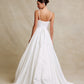 Vestido de Novia Corte en A de Satén yTul  con Cuentas, Perlas y Lentejuelas, Color Off White