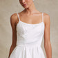 Vestido de Novia Corte en A de Satén yTul  con Cuentas, Perlas y Lentejuelas, Color Off White
