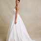 Vestido de Novia Corte en A de Satén yTul  con Cuentas, Perlas y Lentejuelas, Color Off White