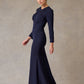 Vestido Corte Sirena Manga Larga Color Navy