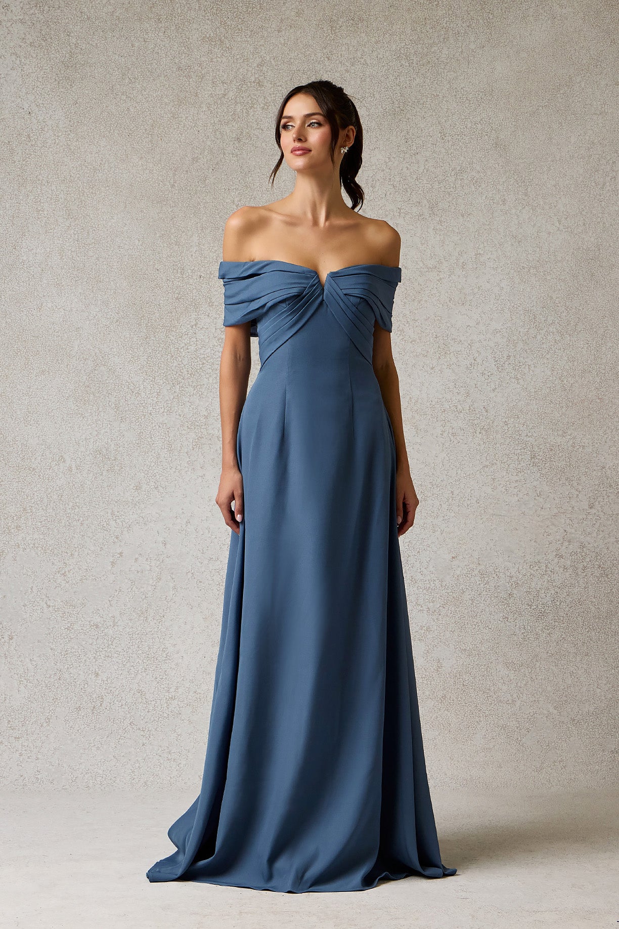 Vestido Línea A Hombres Descubiertos Color Slate Blue