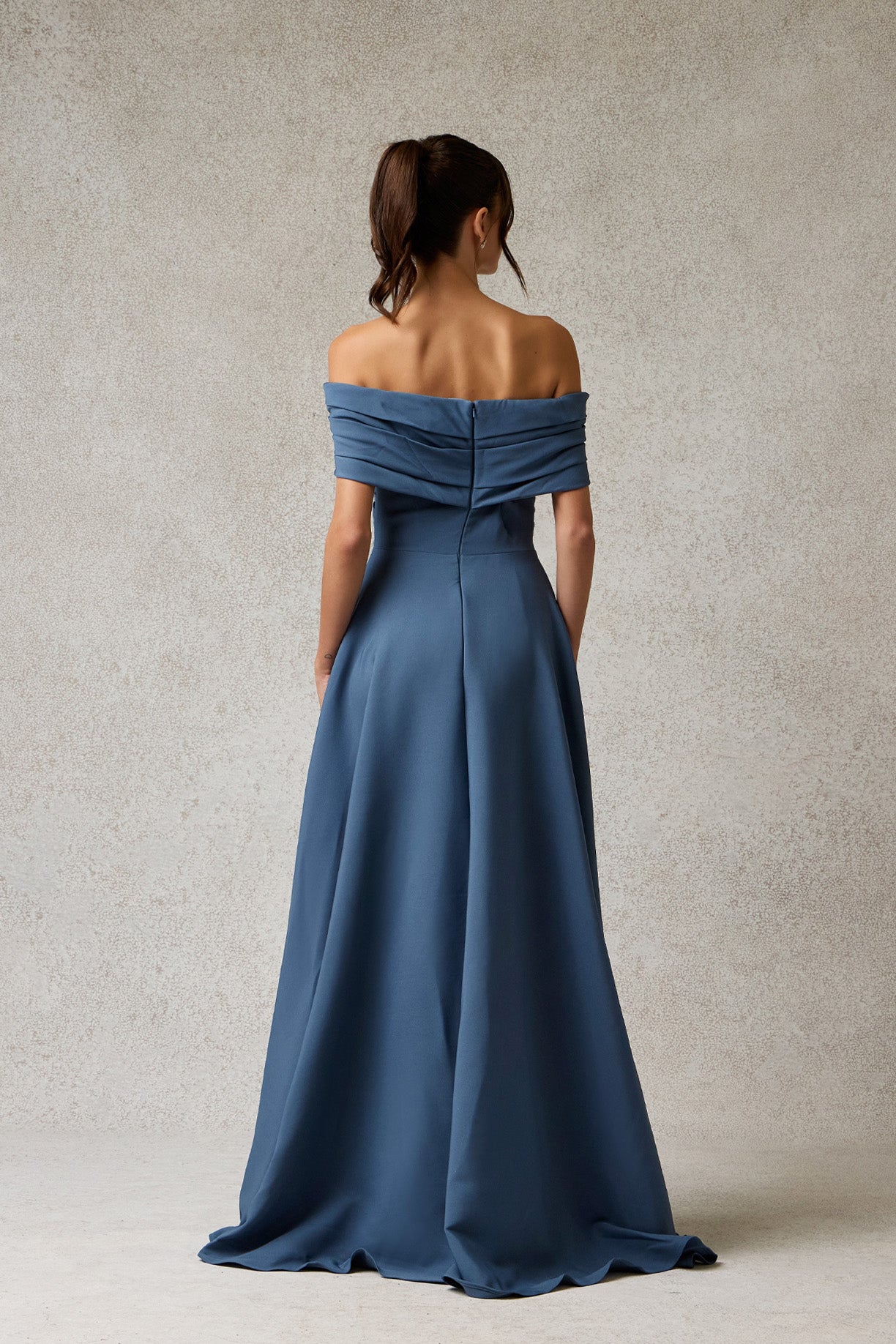 Vestido Línea A Hombres Descubiertos Color Slate Blue