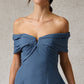 Vestido Línea A Hombres Descubiertos Color Slate Blue