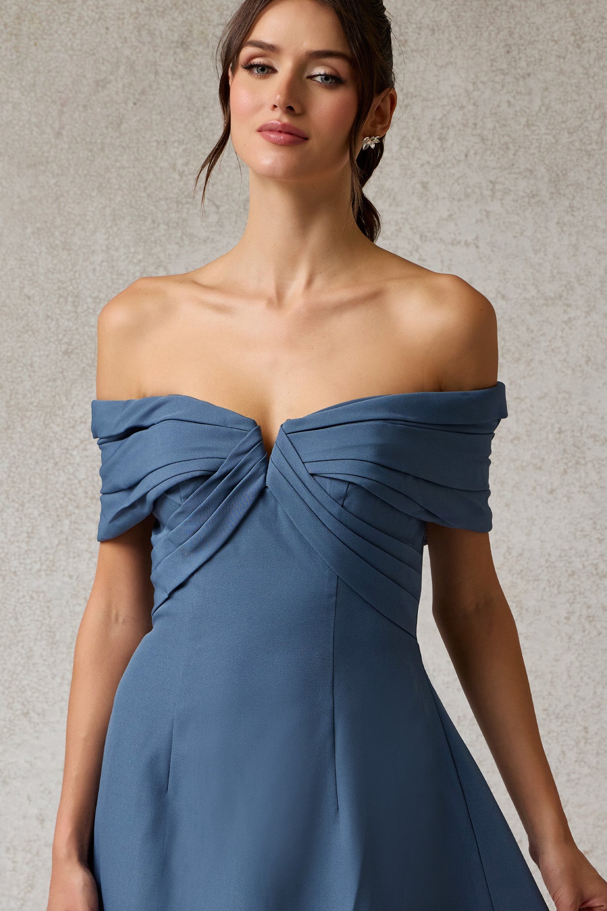 Vestido Línea A Hombres Descubiertos Color Slate Blue