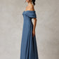 Vestido Línea A Hombres Descubiertos Color Slate Blue