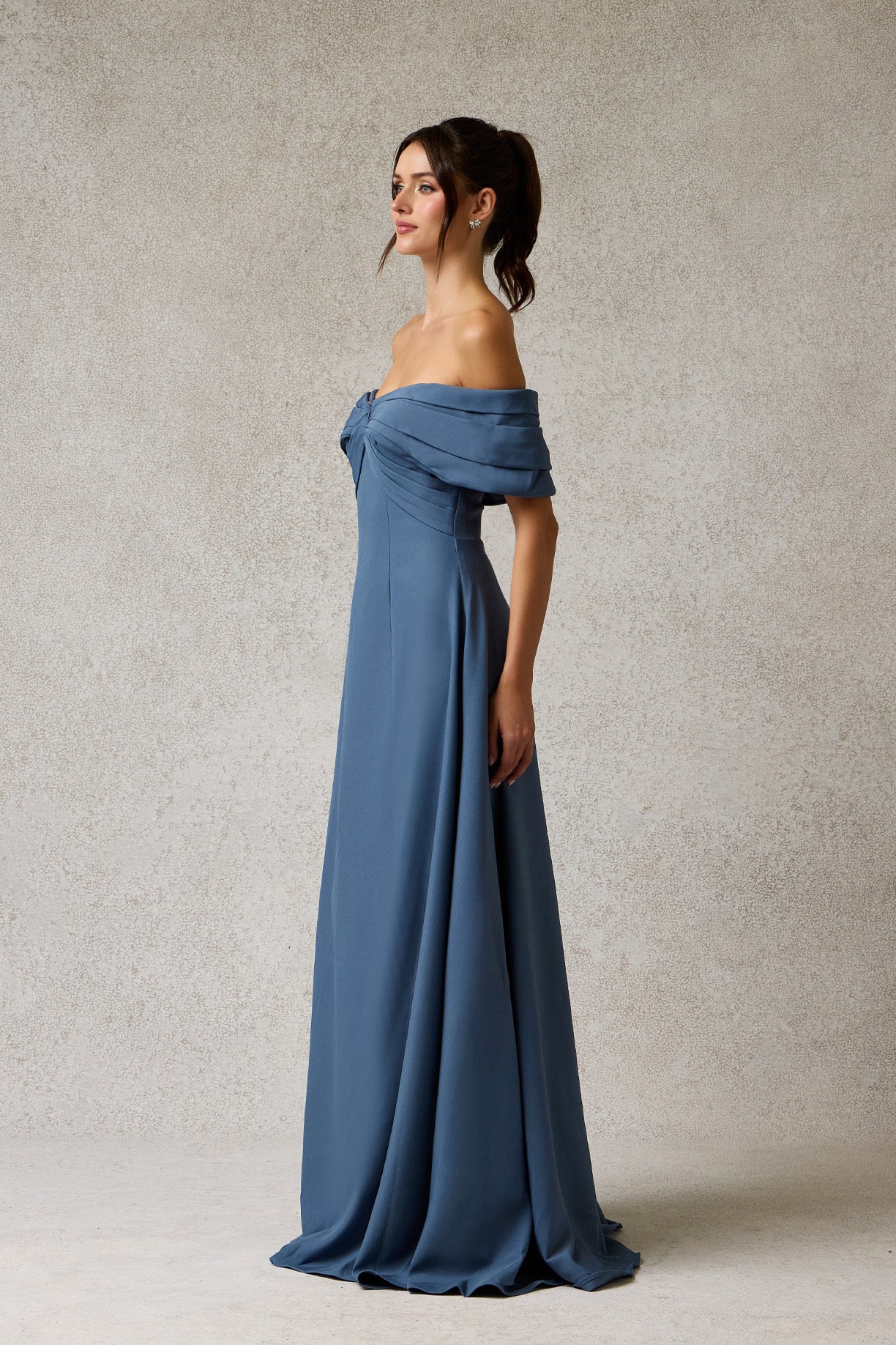 Vestido Línea A Hombres Descubiertos Color Slate Blue