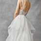 Vestido de Novia con Tirantes de Tul con Encaje Bordado con Cuentas y Lentejuelas, Color Off White