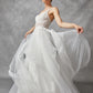 Vestido de Novia con Tirantes de Tul con Encaje Bordado con Cuentas y Lentejuelas, Color Off White
