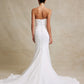 Vestido de Novia de Satén, Escote de Corazón con Detalles en Encaje y Lentejuelas, Color Off White