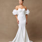 Vestido de Novia Corte Sirena Escote de Corazón con Mangas al Hombro Desmontables Color Off Whitte