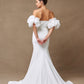 Vestido de Novia Corte Sirena Escote de Corazón con Mangas al Hombro Desmontables Color Off Whitte