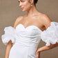 Vestido de Novia Corte Sirena Escote de Corazón con Mangas al Hombro Desmontables Color Off Whitte