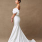 Vestido de Novia Corte Sirena Escote de Corazón con Mangas al Hombro Desmontables Color Off Whitte