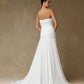Vestido de Novia de Chiffon, Sin Tirantes y Escote Recto, Color Off White