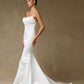 Vestido de Novia Corte Sirena, sin Tirantes, Color Off White