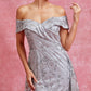 Vestido de Fiesta en Línea A Con Hombre Fuera Color Silver.