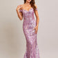 Vestido Corte Sirena Con Hombros Descubiertos y Espalda Con Cordones Color Dark Mauve