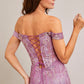 Vestido Corte Sirena Con Hombros Descubiertos y Espalda Con Cordones Color Dark Mauve