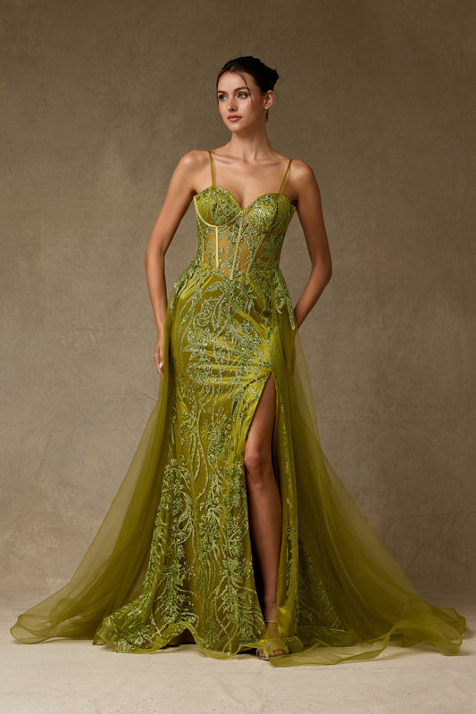 Vestido Con Tirantes Escote Corazón y con Sobrefalda (Varios Colores)