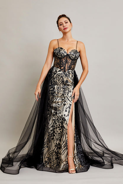 Vestido Con Tirantes Escoite Corazón y con Cola (Dos Colores)