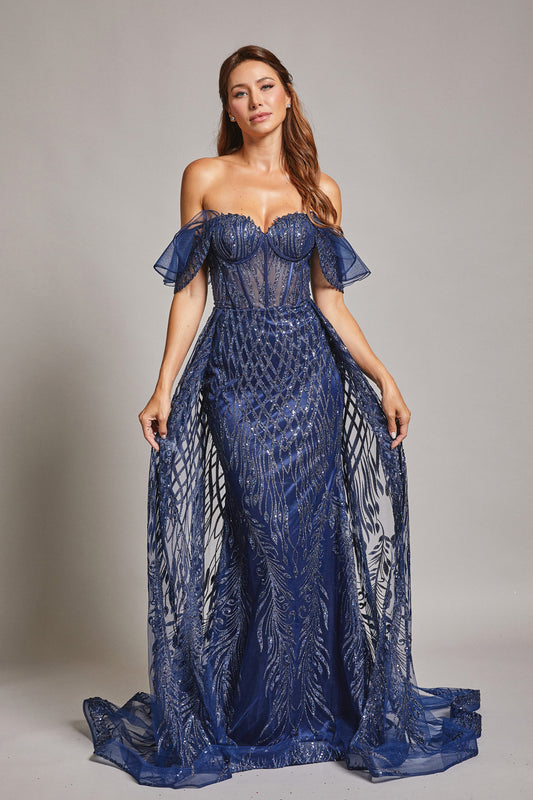 Vestido Línea Recta Con Sobrefalda y Mangas Cortas. (Dos colores)