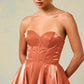 Vestido en Línea A a Capas y Straplees Color Copper