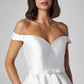 Vestido de Novia Corte en A Mangas al Hombro y Escote de Corazón Color Off White
