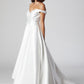 Vestido de Novia Corte en A Mangas al Hombro y Escote de Corazón Color Off White