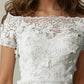 Vestido de Novia Corte Recto de Chiffon Bordado con Perlas y Flores en 3D, Color Off White