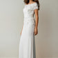 Vestido de Novia Corte Recto de Chiffon Bordado con Perlas y Flores en 3D, Color Off White