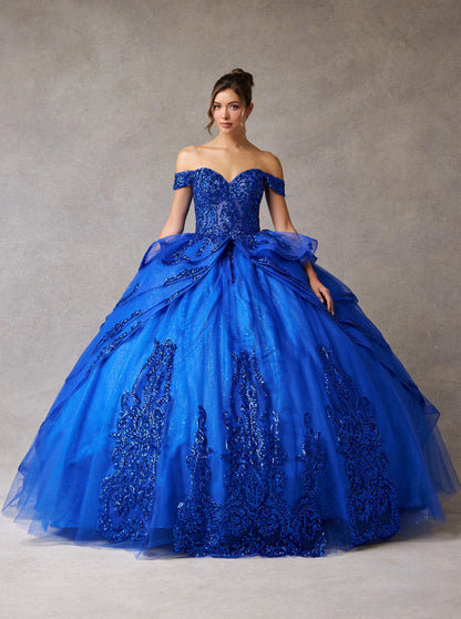 Vestido de Fiesta de Tul Bordado con Brillos y Cuentas, Hombros Descubiertos (Varios Colores)