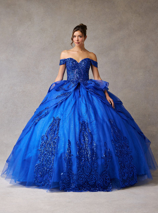 Vestido de Fiesta de Tul Bordado con Brillos y Cuentas, Hombros Descubiertos (Varios Colores)