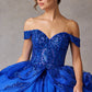 Vestido de Fiesta de Tul Bordado con Brillos y Cuentas, Hombros Descubiertos (Varios Colores)