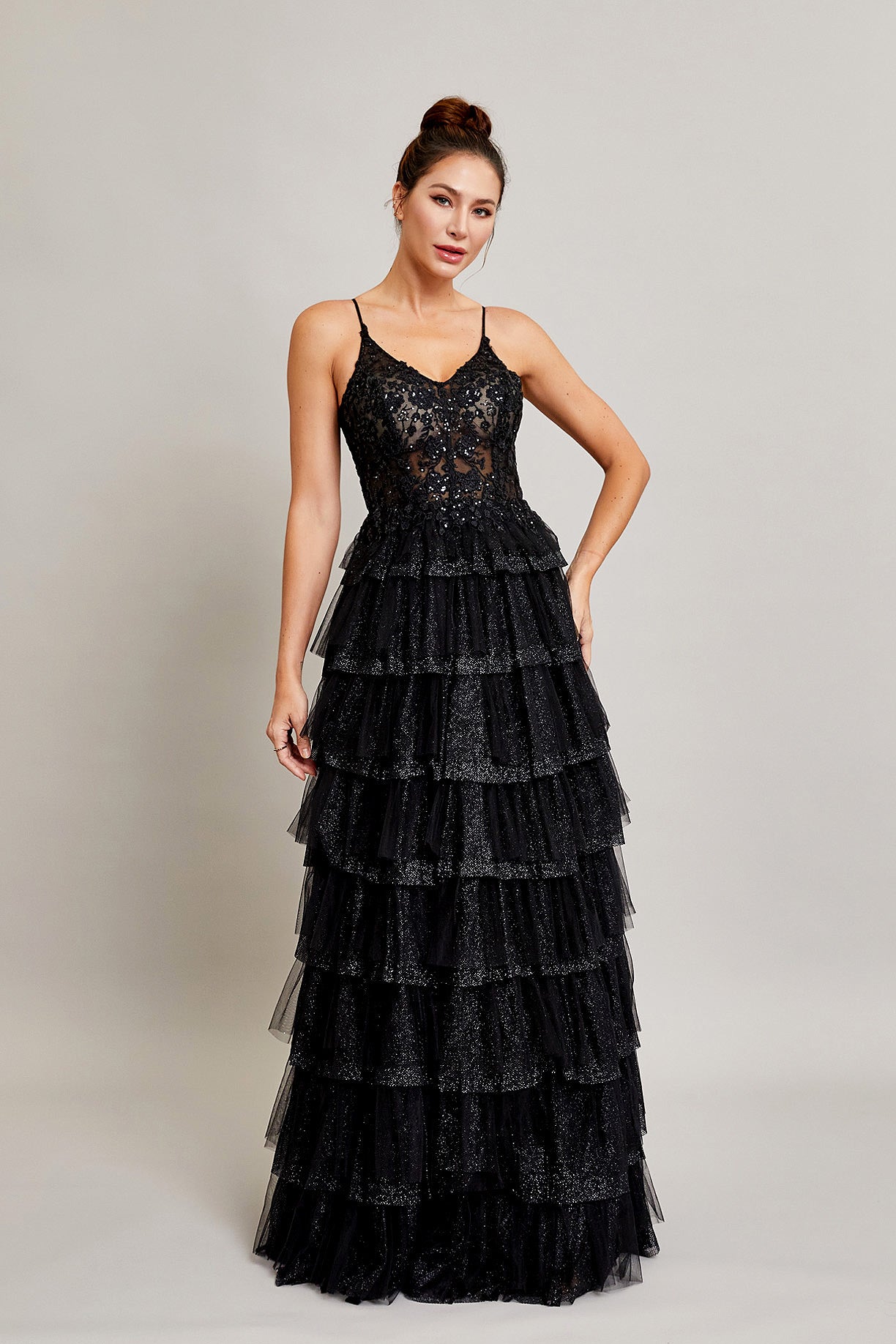 Vestido Línea A Sin Mangas con Escote de Corazón Color Black.