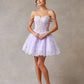 Vestido de Fiesta con Aplicaciones en Encaje con Capa de Velo y Falda Desmontable, Colores Sage y Lilac